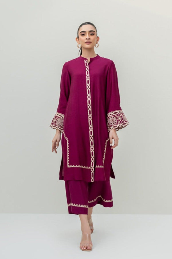 Ready - Magenta Ari Embroidered Shirt With Culottes