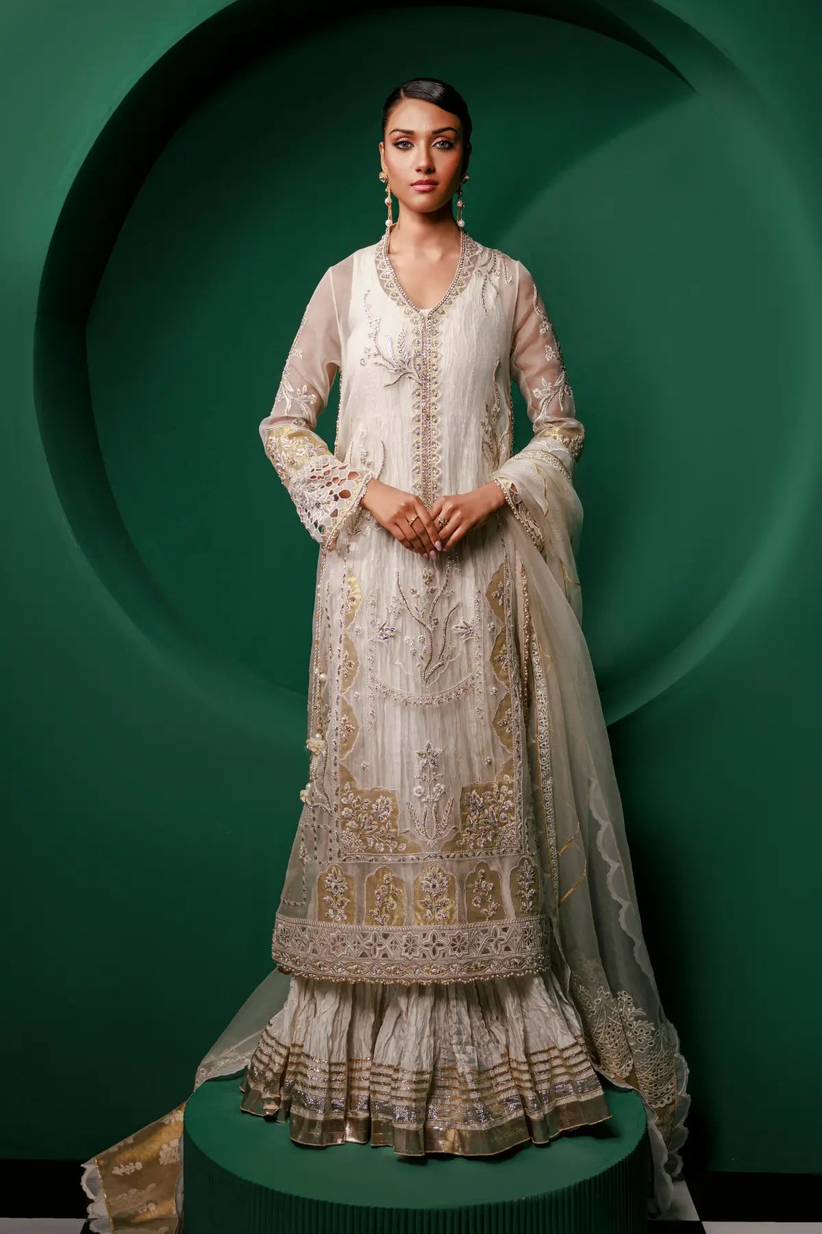 Emur - Full Set / Pure Organza / Pure Organza / Tussar Silk / XS - Zuri ...
