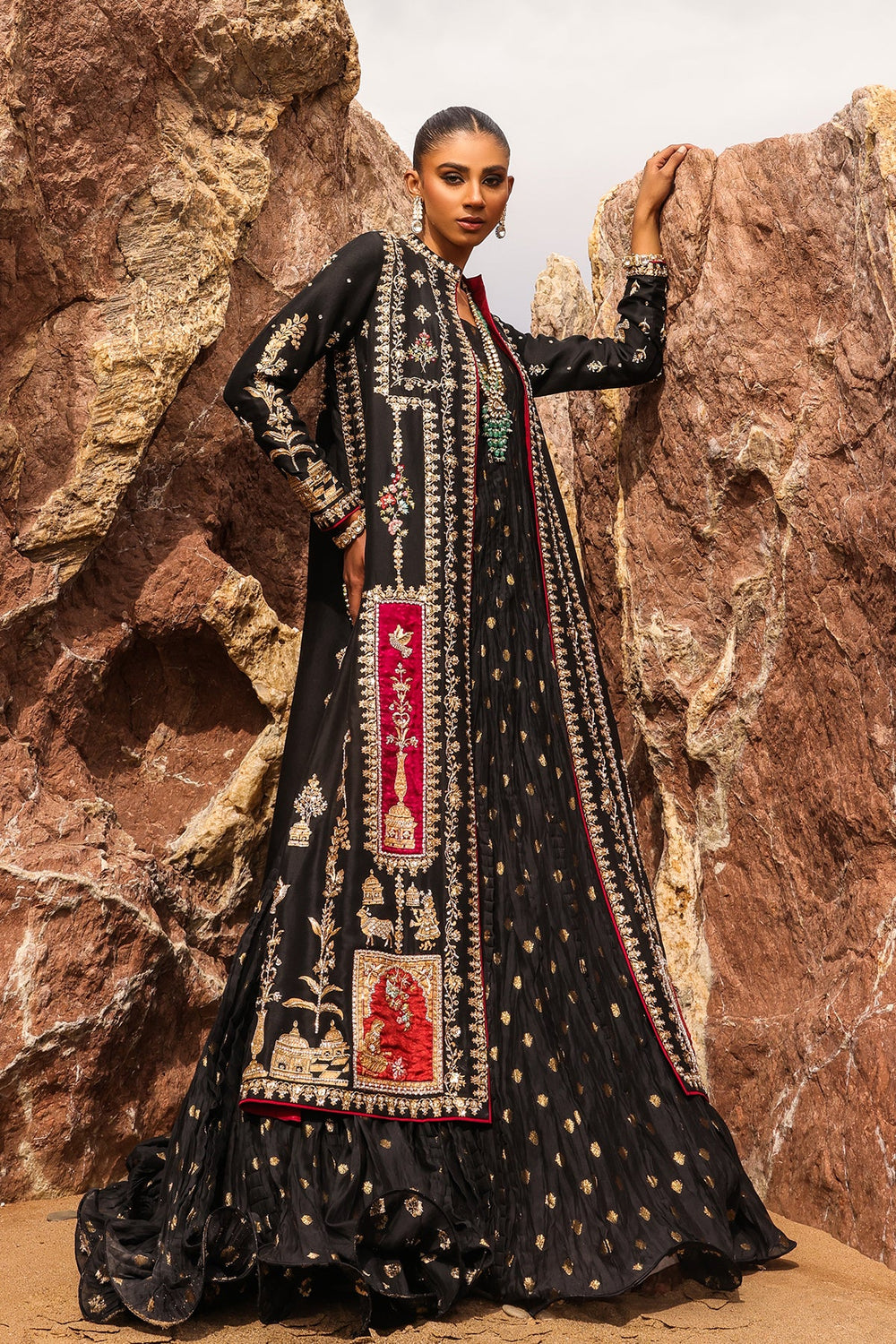 black embroidered pakistani dresses Cream Floral Chiffon Embroidered Ruffle Trim Maternity Maxi Dress –  PinkBlush